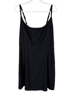 Old Navy Linen Mini Dress XL Black Beach Coastal Euro Summer Pockets Resort